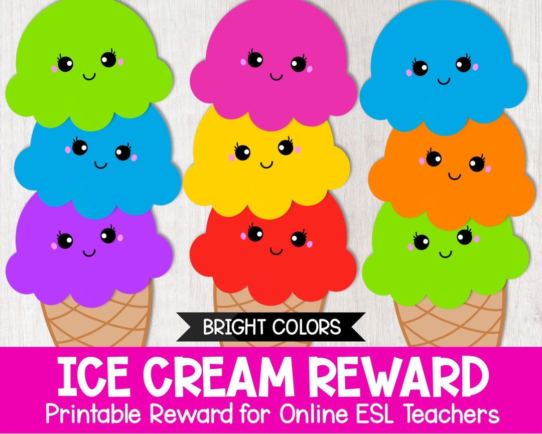 Printable Ice Cream Reward System For Online Teaching Colorful Ice Cream Reward And Prop For Online ESL Teachers Great For Beginner ESL Etsy