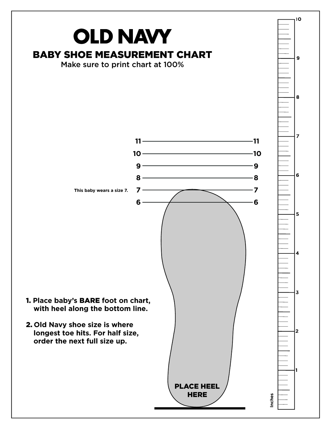 Printable Infant Shoe Size Chart Online