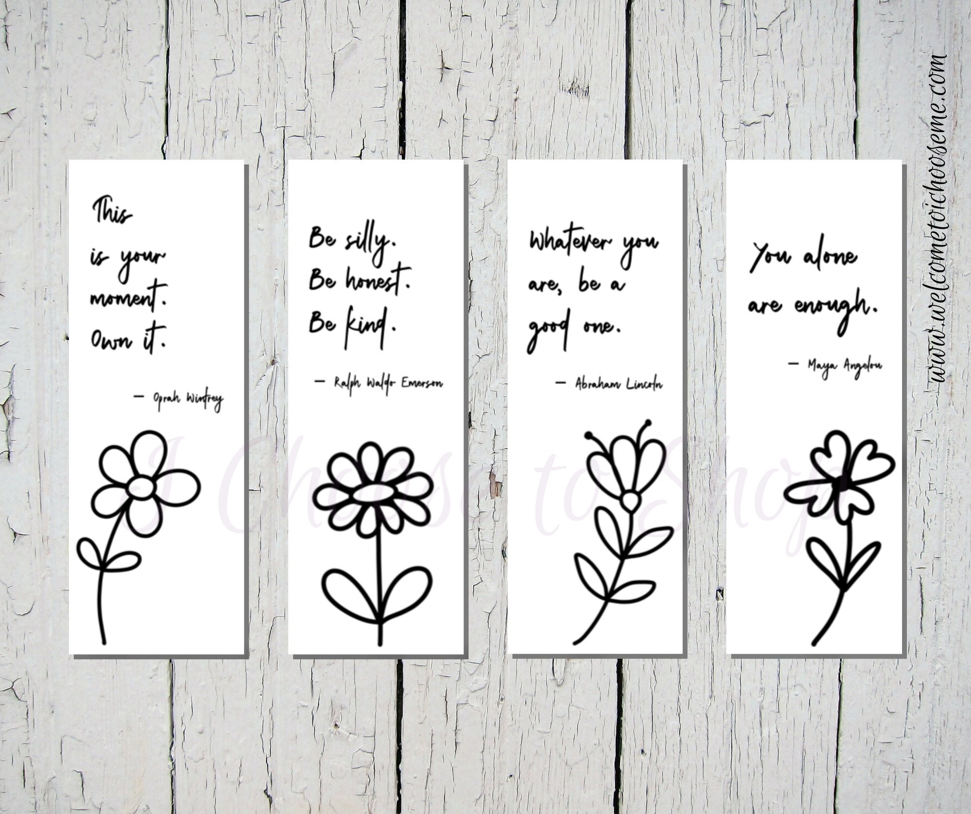 Printable Inspirational Quotes Bookmarks Set Of Four Bookmarks Etsy UK