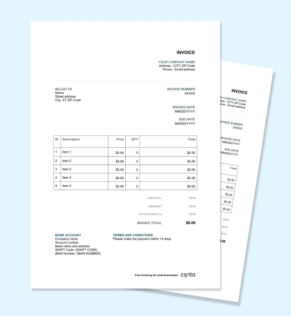 free printable invoice templates