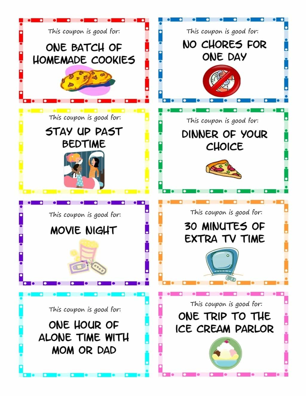 Printable Kid Coupons For Positive Reinforcement Printable Kid Coupons For Positive Reinforcement