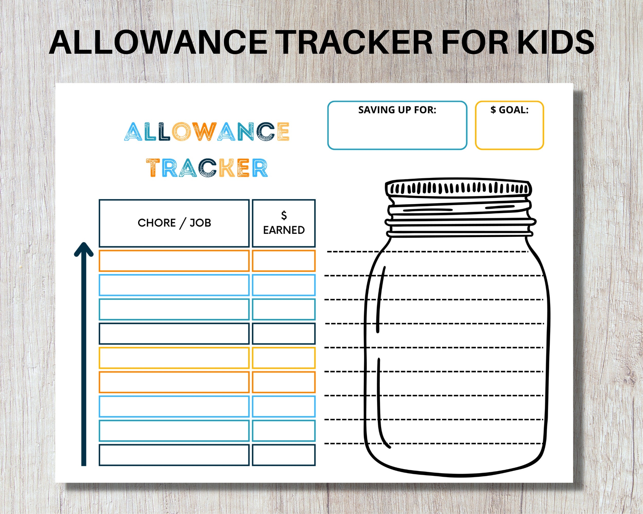 Printable Kids Savings Tracker With Sections For Chores And Goals Etsy