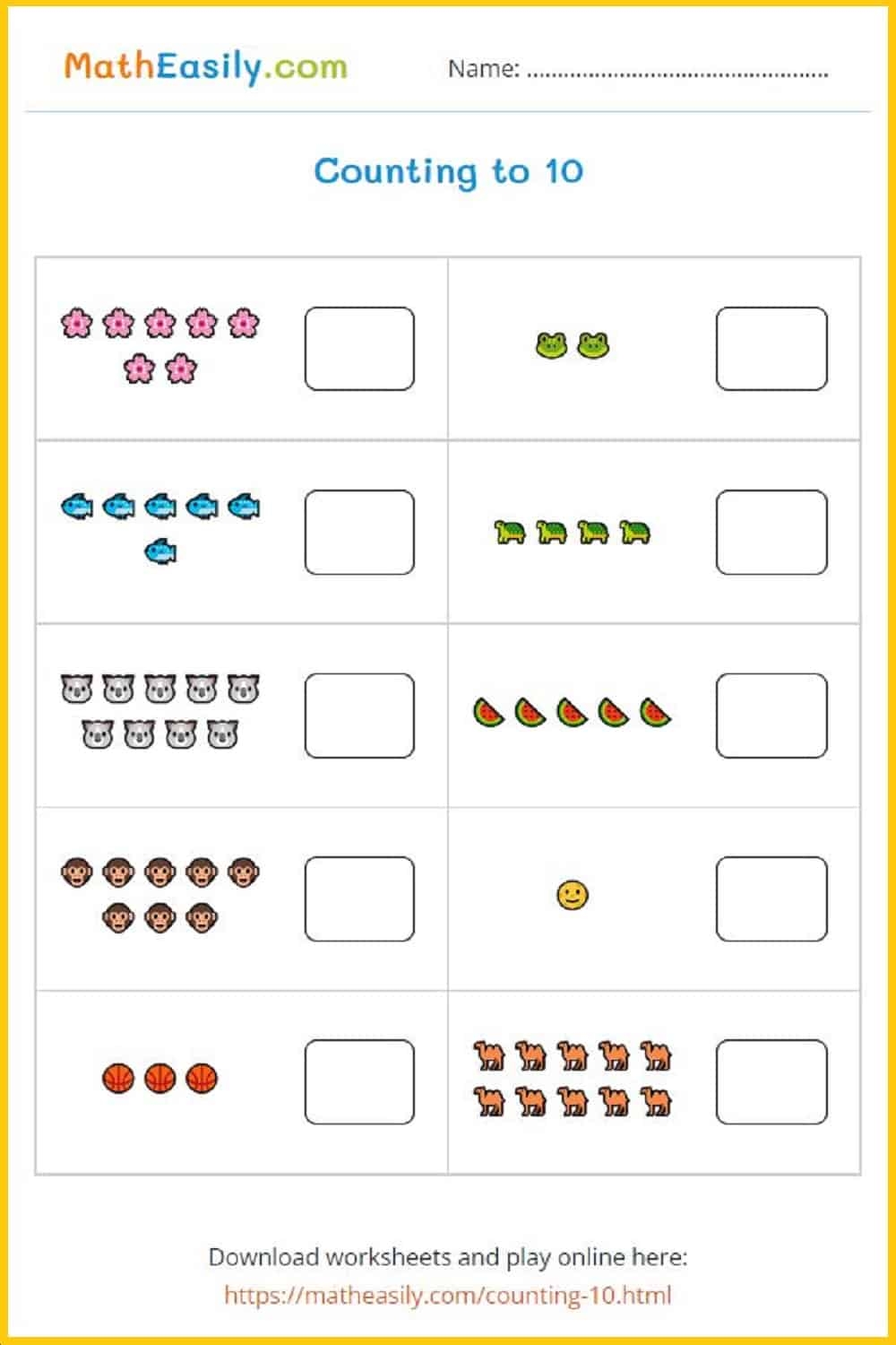 printable counting sheets for kindergarten
