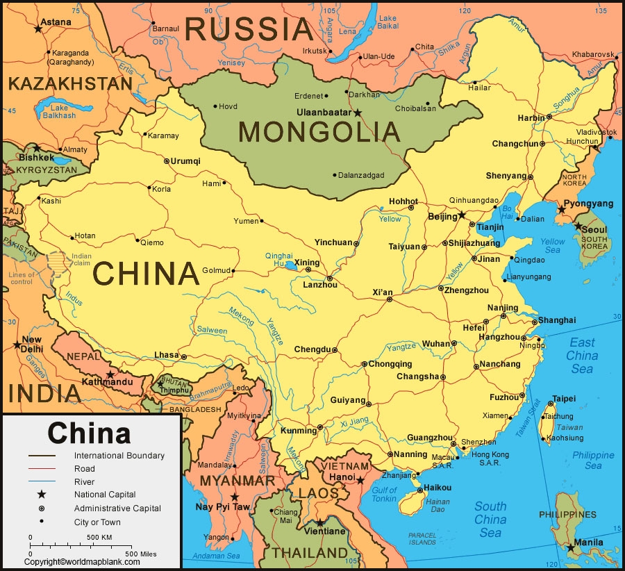 Printable Labeled Map Of China With Provinces PDF 