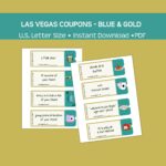 Printable Las Vegas Coupons Blue And Gold Fun Affordable Party 