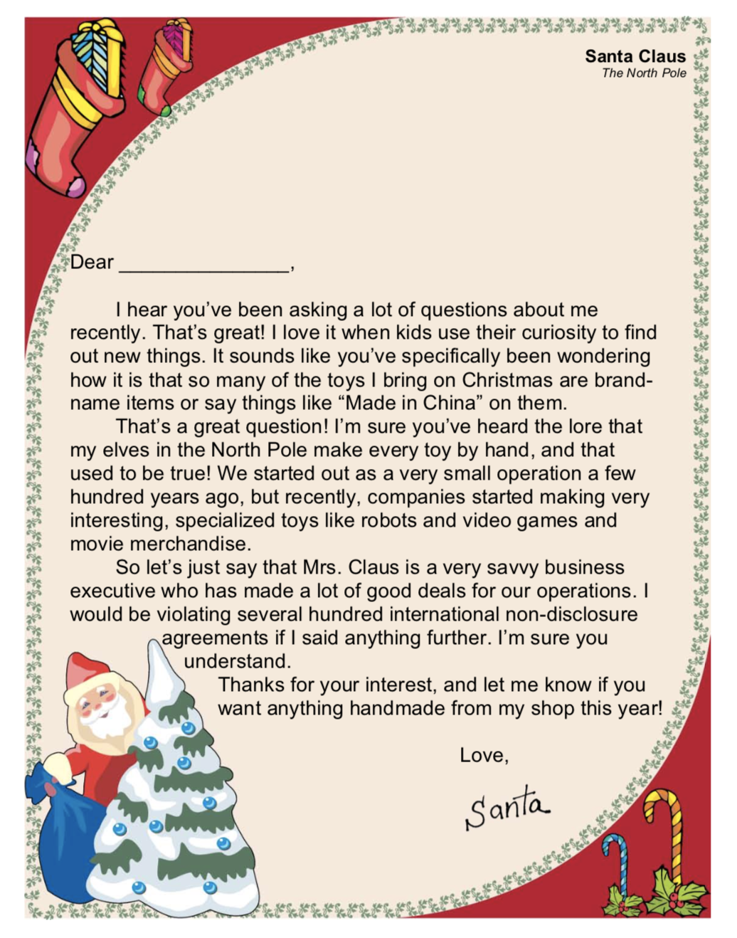 Printable Letters From Santa Free Printables