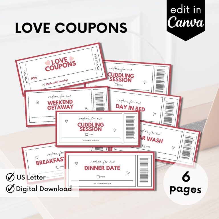 Printable Love Coupon Book Love Coupons For Her Anniversary Birthday Valentine s Gift Diy Gift Love Vouchers Etsy
