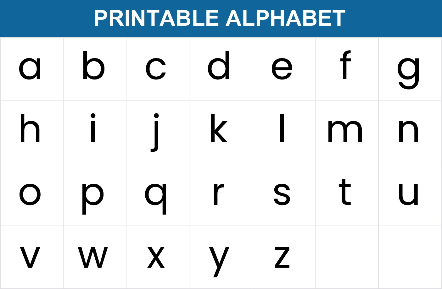 Printable Lowercase Alphabet Letters 26 Letters a z Memozor Printable Lowercase Alphabet Letters 26 Letters a z Memozor