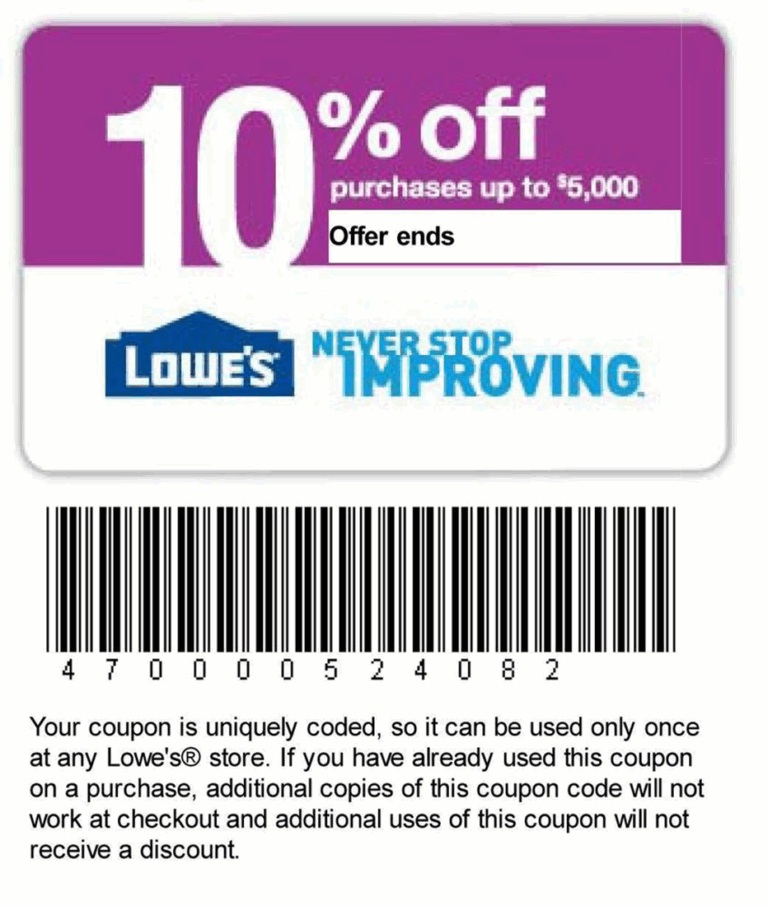 Printable Lowes Coupon 20 Off U002610 Off Codes April 2024 Worksheets Library
