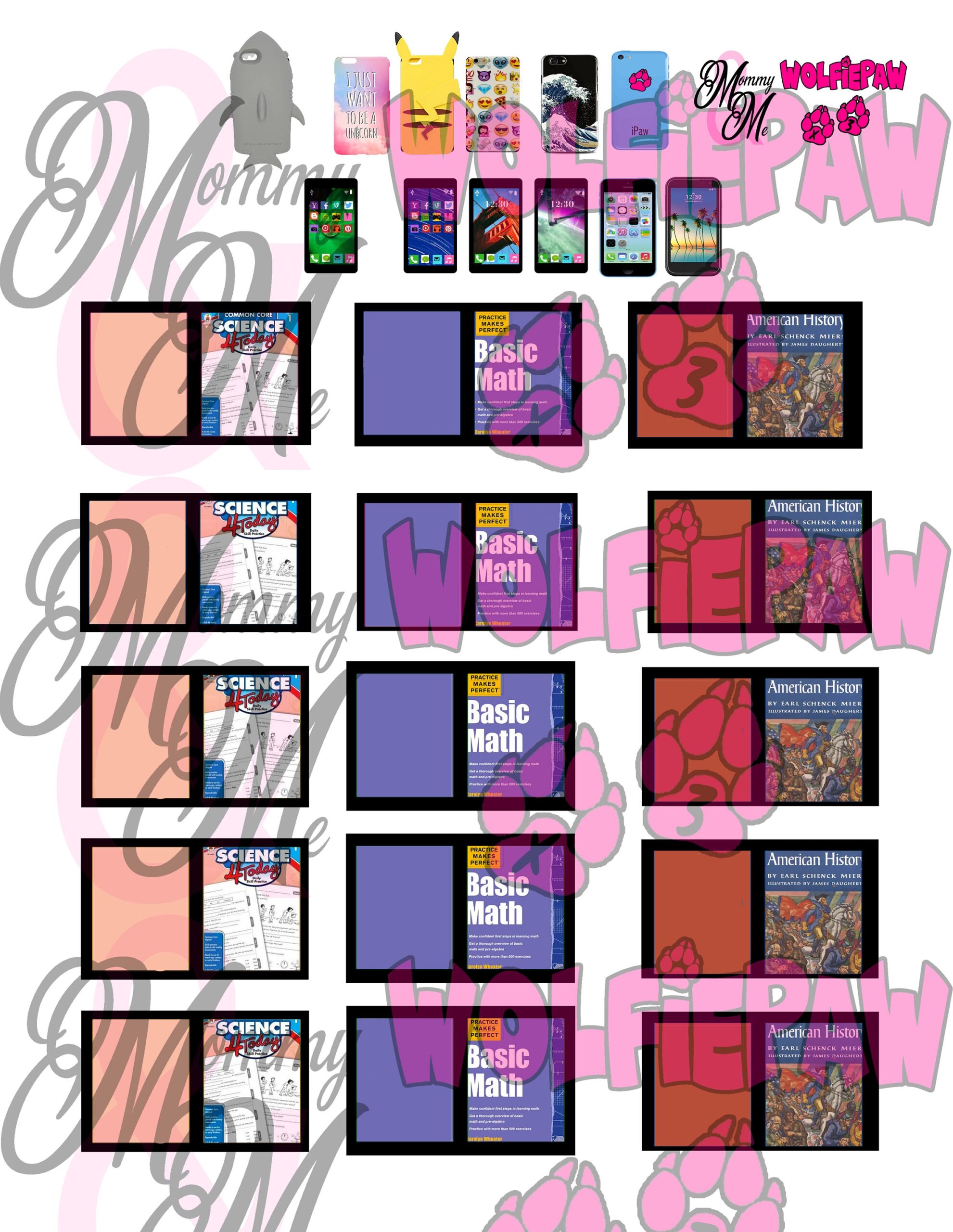 Printable LPS Front And Back Cell Phone And School Books Digital File Available To Print Immediately