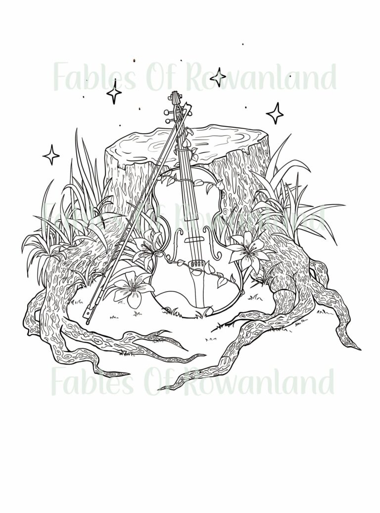 Printable Magic Violin Coloring Page Instant Download Fantasy Violin Instrument Coloring Sheet Violin Gifts Original Art Etsy