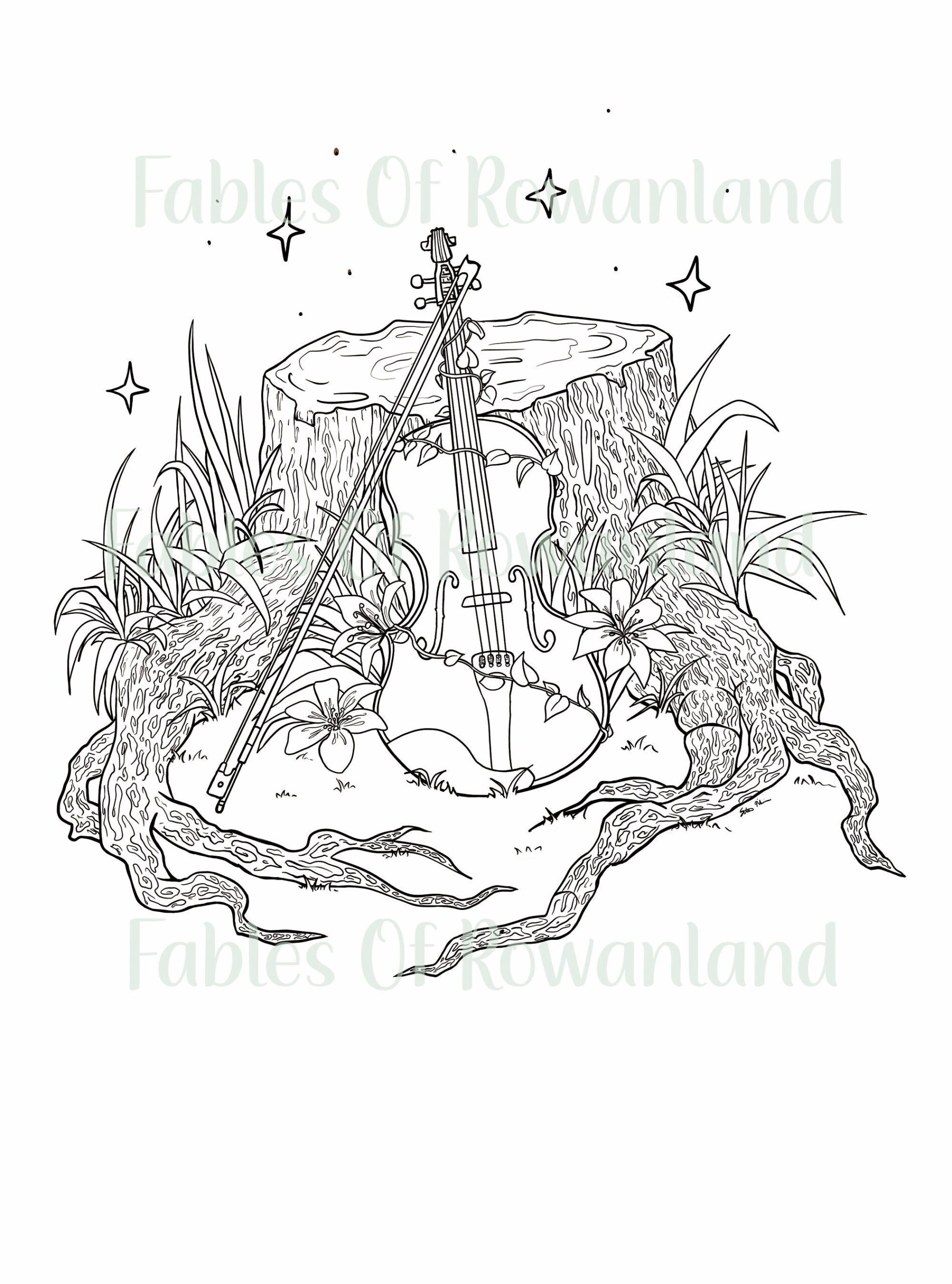Printable Magic Violin Coloring Page Instant Download Fantasy Violin Instrument Coloring Sheet Violin Gifts Original Art Etsy