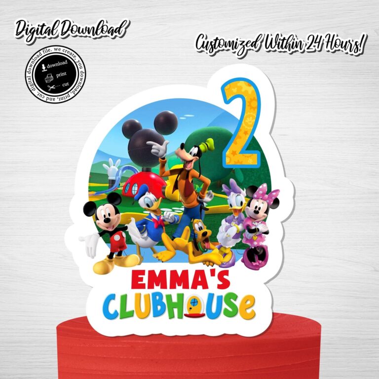 Printable MICKEY MOUSE Clubhouse Cake Topper Mickey Mouse Printable Mickey Mouse Cake Sign Mickey Mouse Party Sign digital Download mouse Etsy