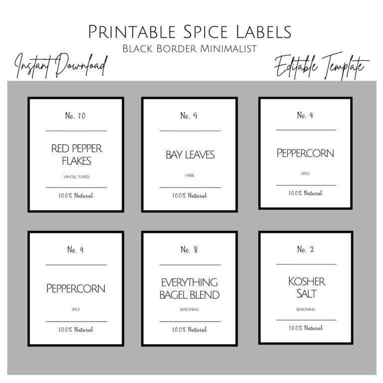 Printable Minimalist Spice Label Template Modern Spice Labels U0026 Stickers DIY Spice Jar Label Pantry Organization Instant Download Etsy Israel