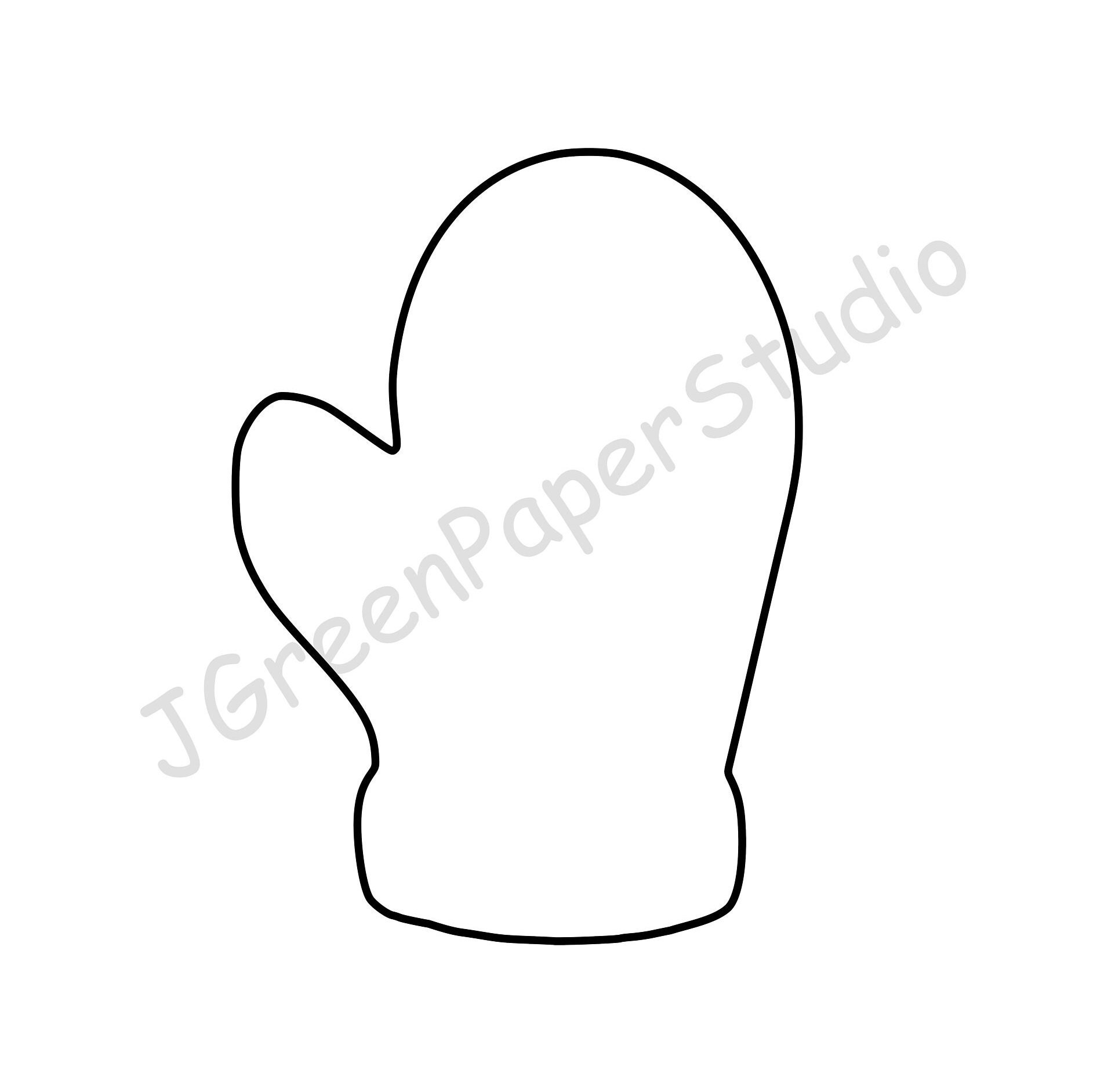 Printable Mitten Template PDF Digital Download Mitten Kids Coloring Page DIY Crafts Stencil 7 inch Mitten Scrapbooking Line Art Etsy