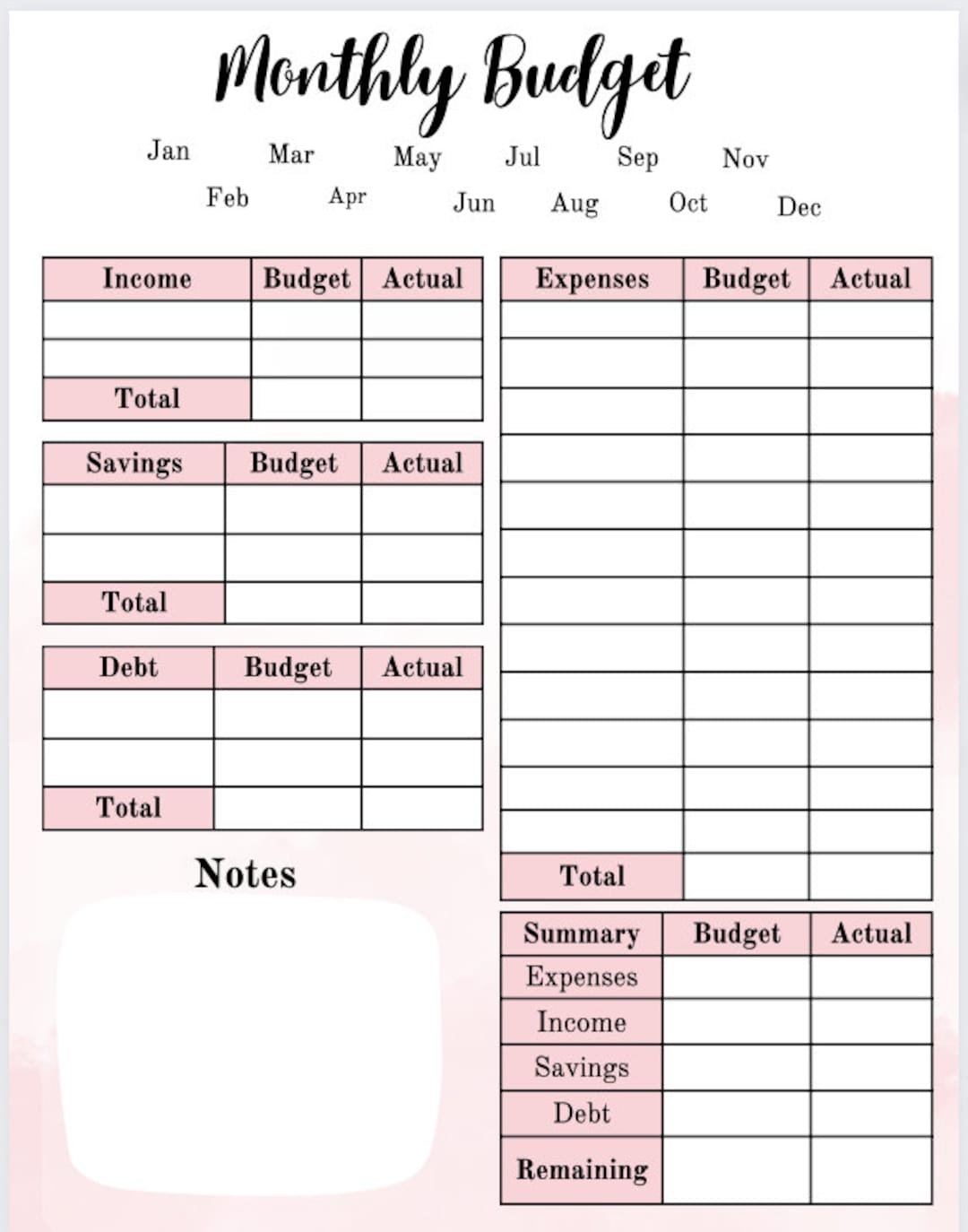 printable monthly budget template printable monthly budget template