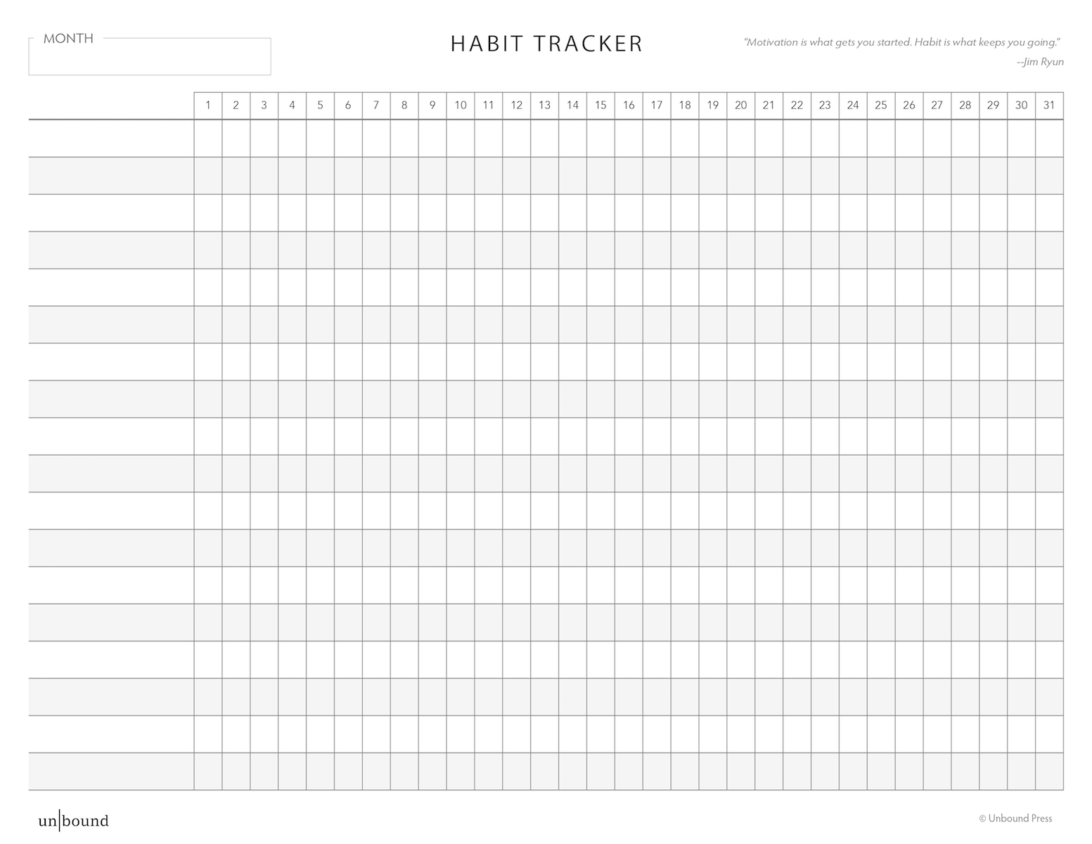 Printable Monthly Habit Tracker Worksheets Library