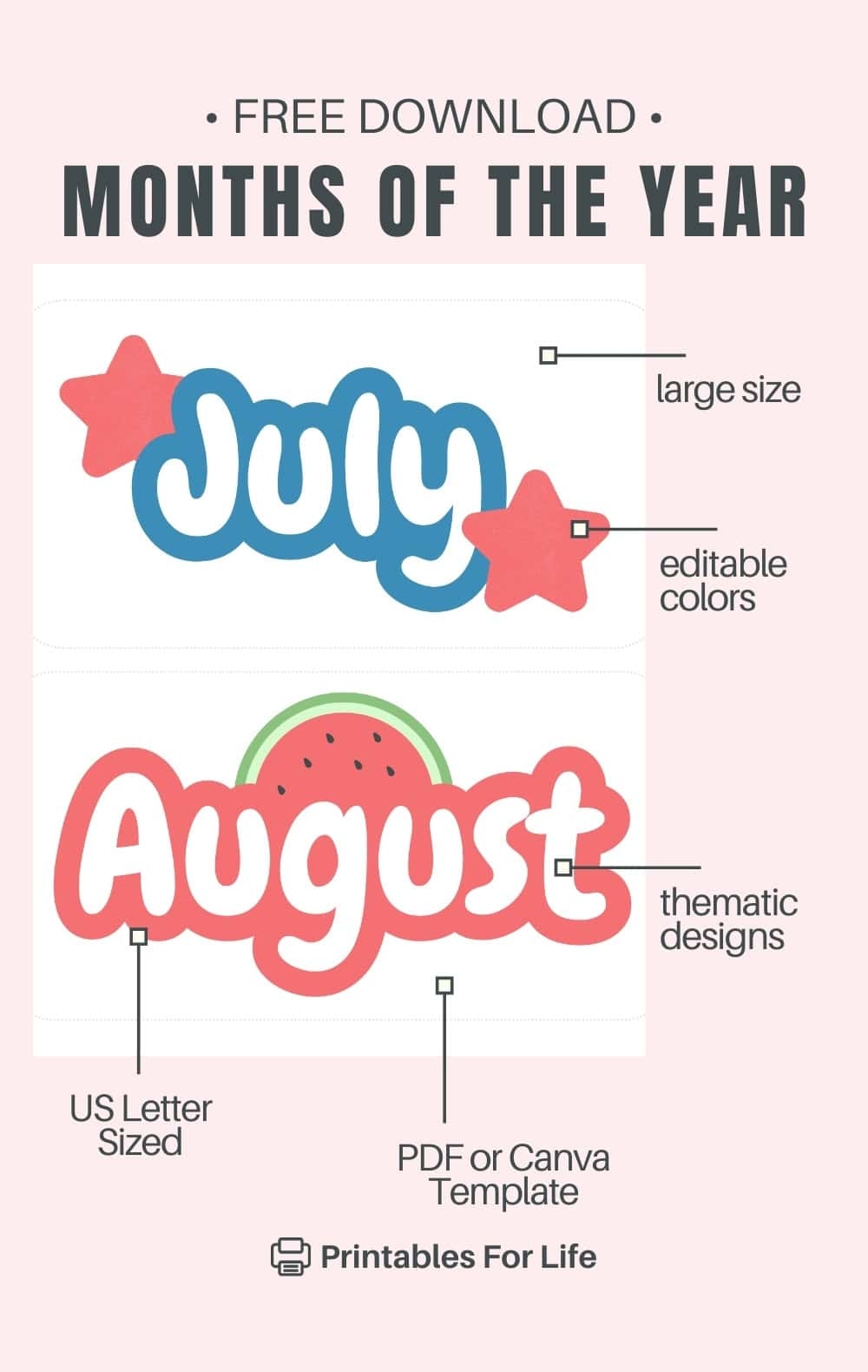 printable months of the year printable months of the year
