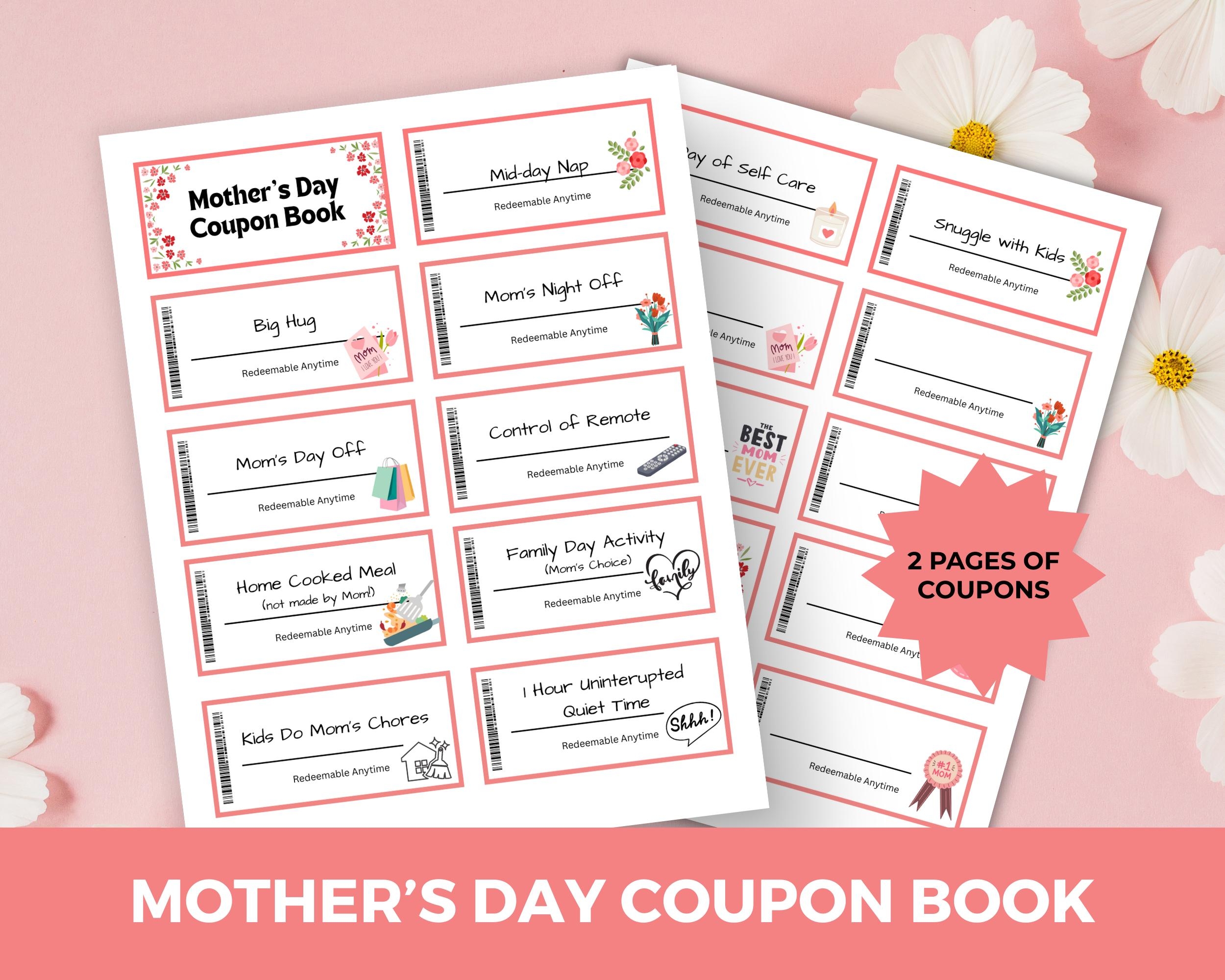 Printable Mother s Day Coupons For Mom Kid friendly Gift Idea PDF Instant Download Etsy