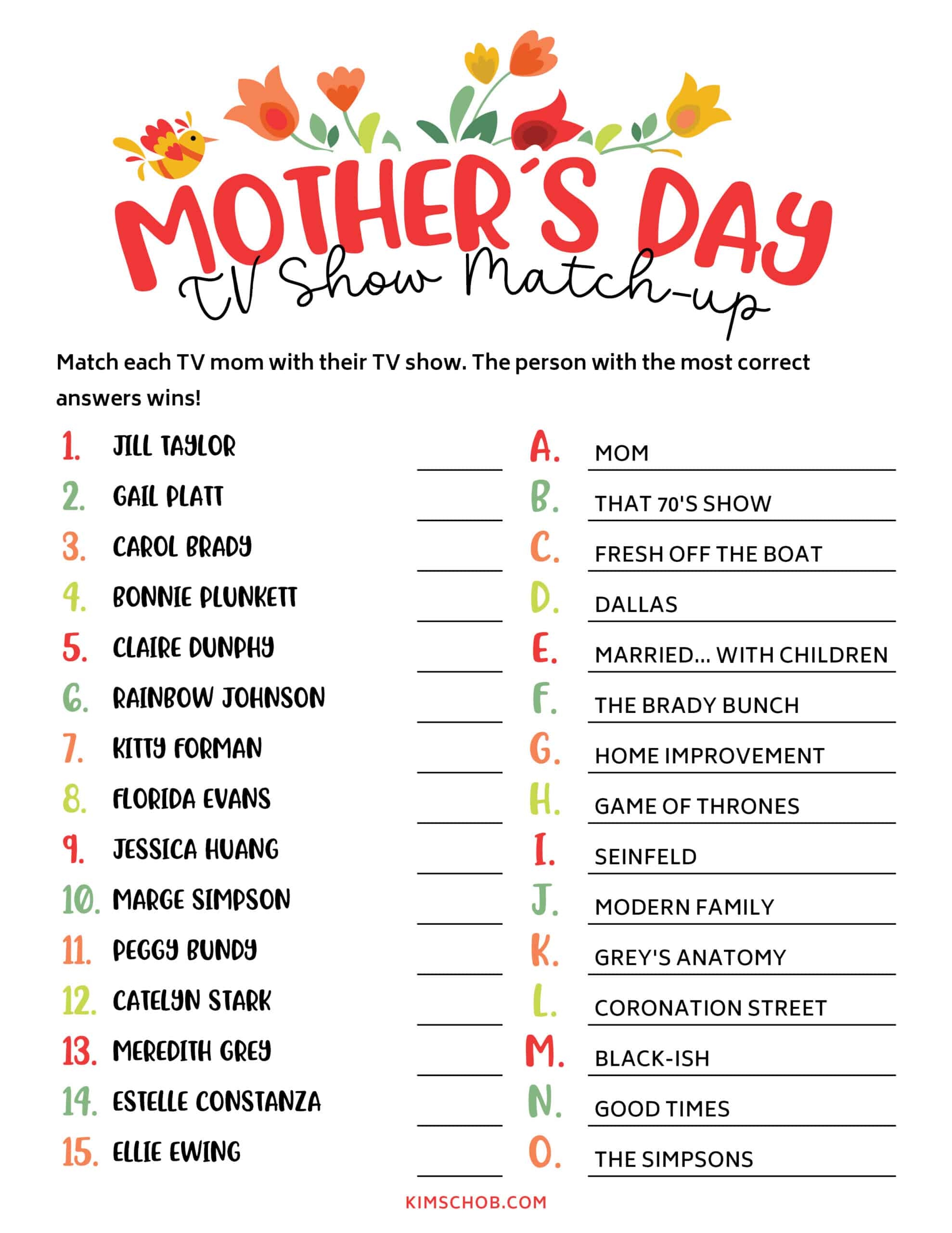 Printable Mother s Day Games Kim Schob