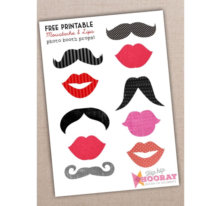 Printable Moustache And Lips Photo Booth Props Only 1 00