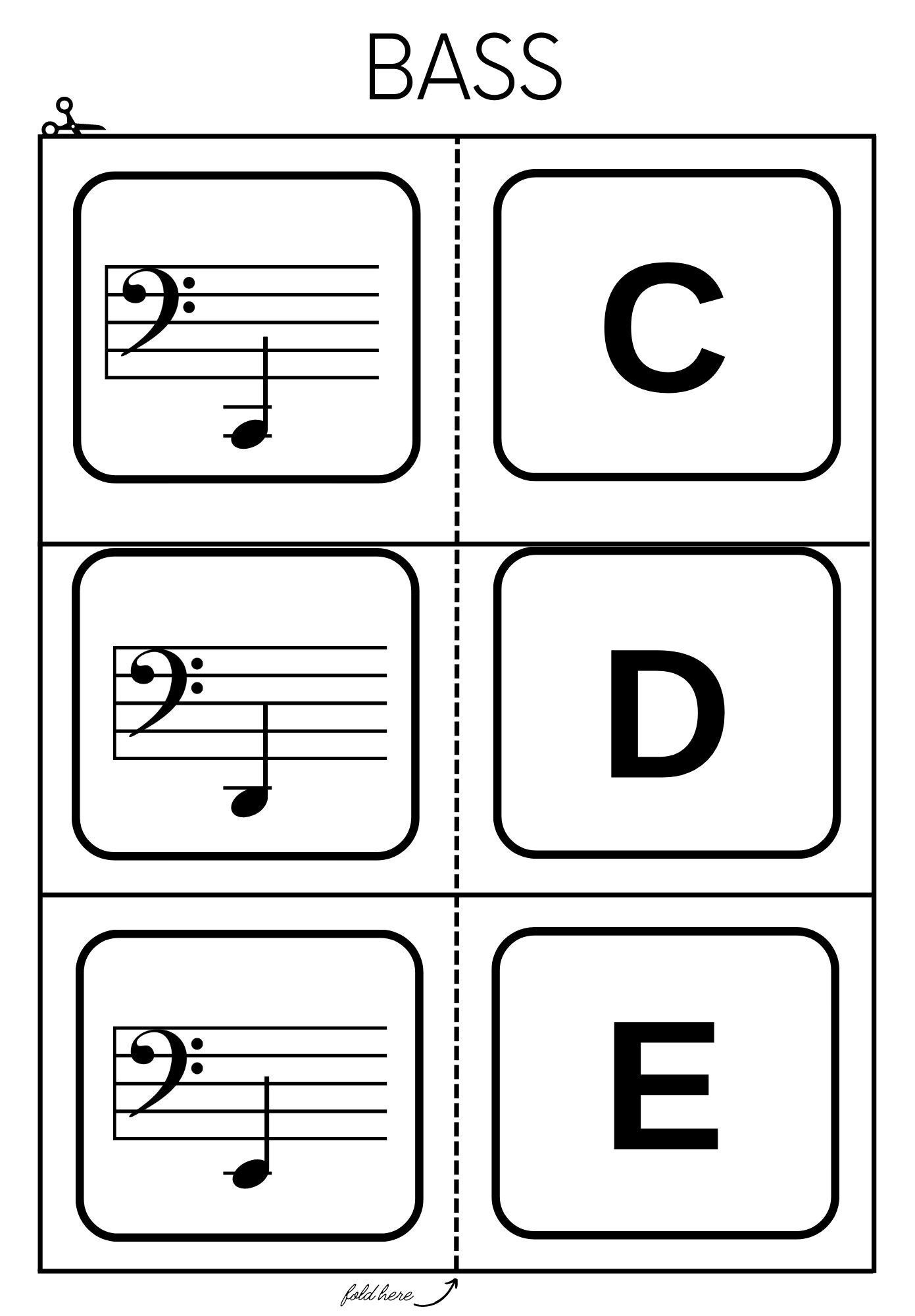 Printable Music Note Flash Cards Bass Clef Printable Flashcards 