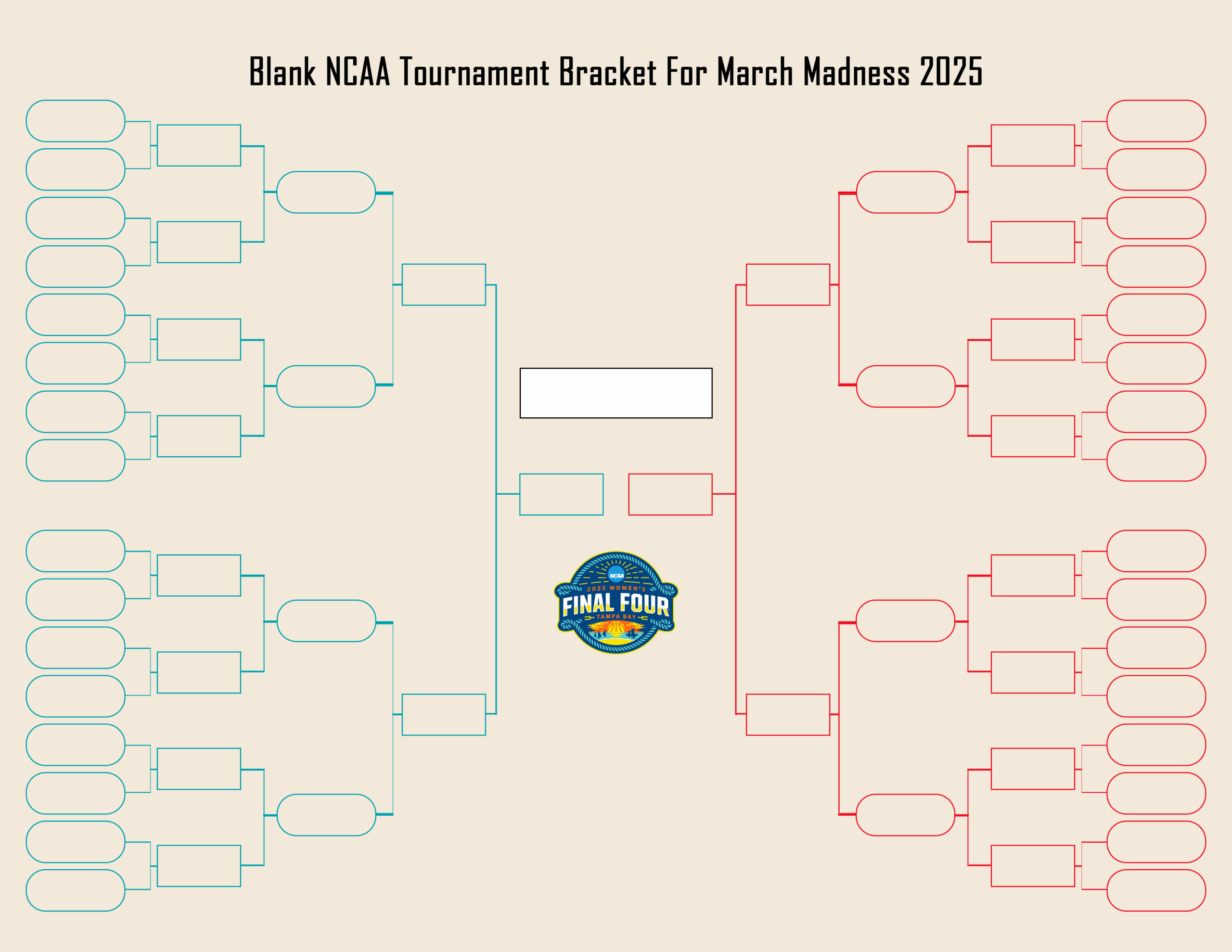 Printable NCAA College Basketball Bracket For 2025 March Madness Men s Tournament Interbasket