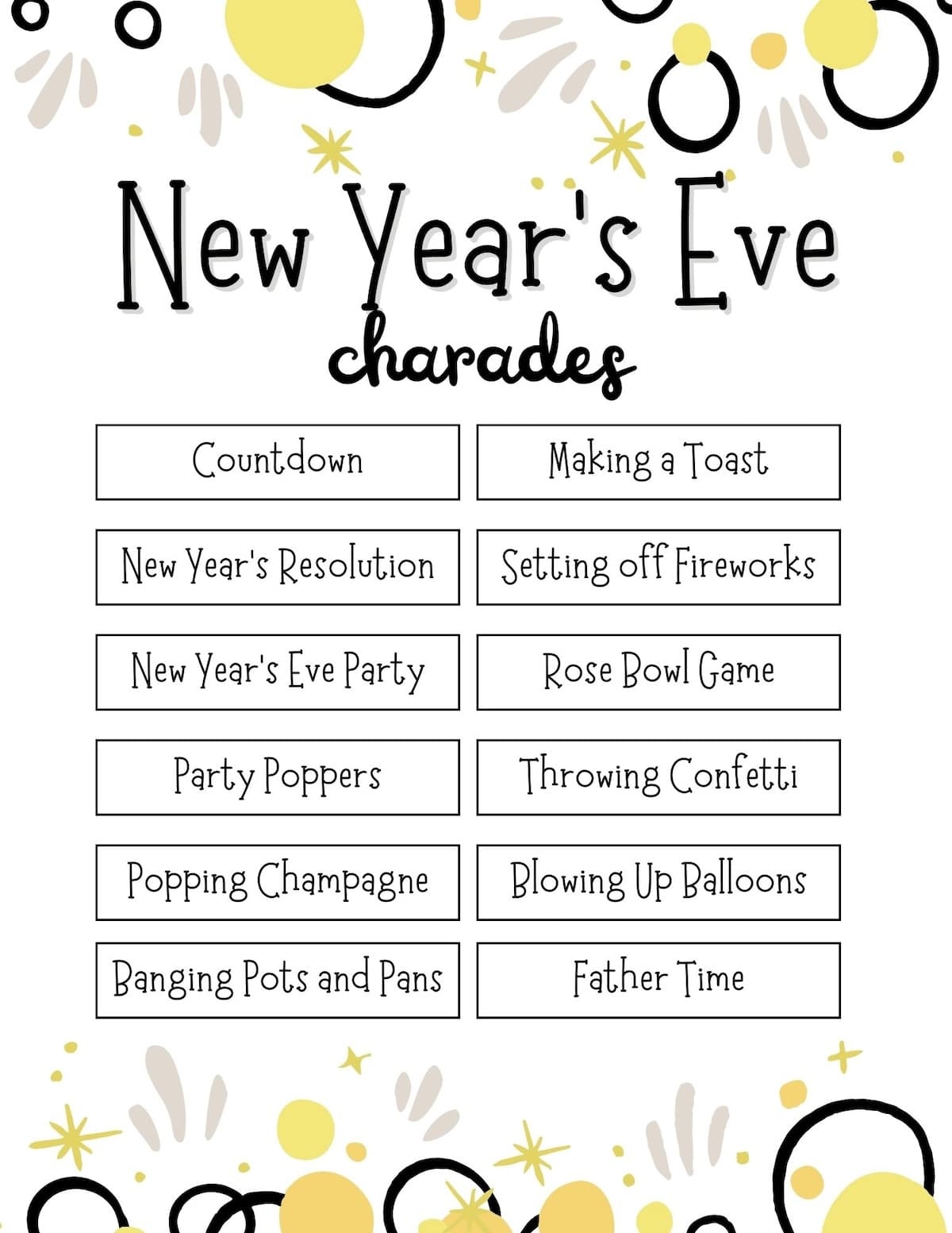 Printable New Year s Eve Games Food Fun U0026 Faraway Places