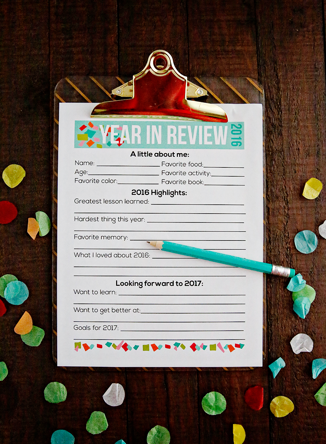 Printable New Year s Resolutions For Kids 2017