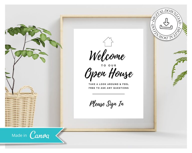 Printable Open House Real Estate Welcome Sign Real Estate Open House Flyer Open House Sign In Open House Template Canva Template Etsy