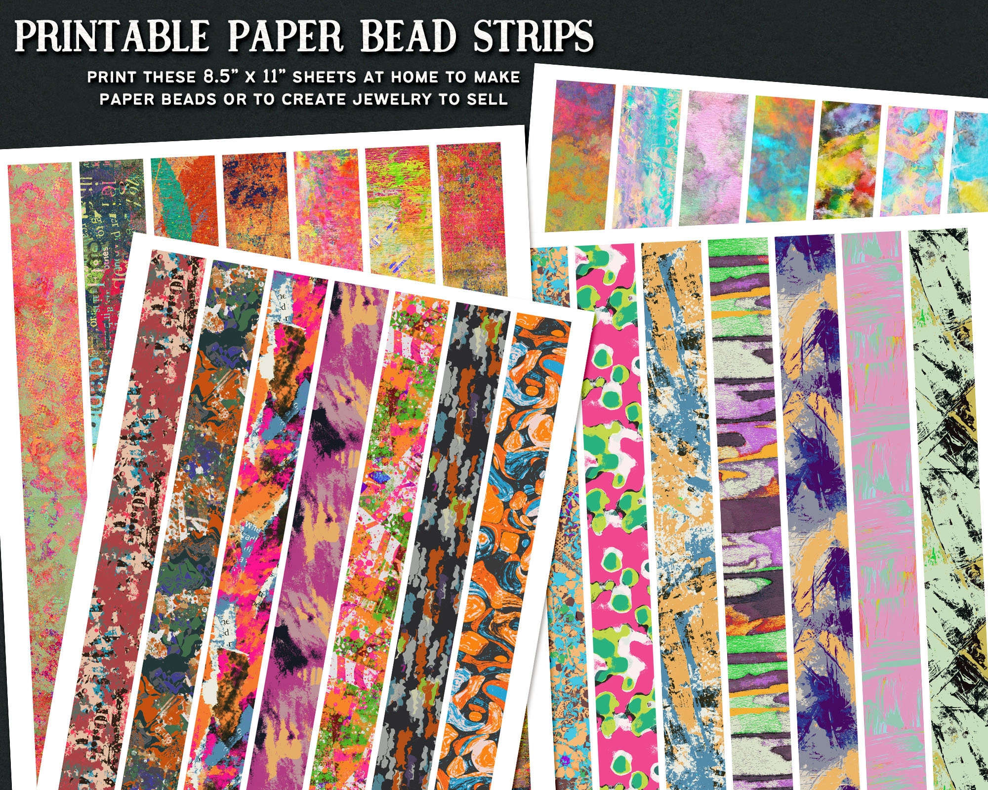 Printable Paper Bead Pattern Strips Set 3 Etsy