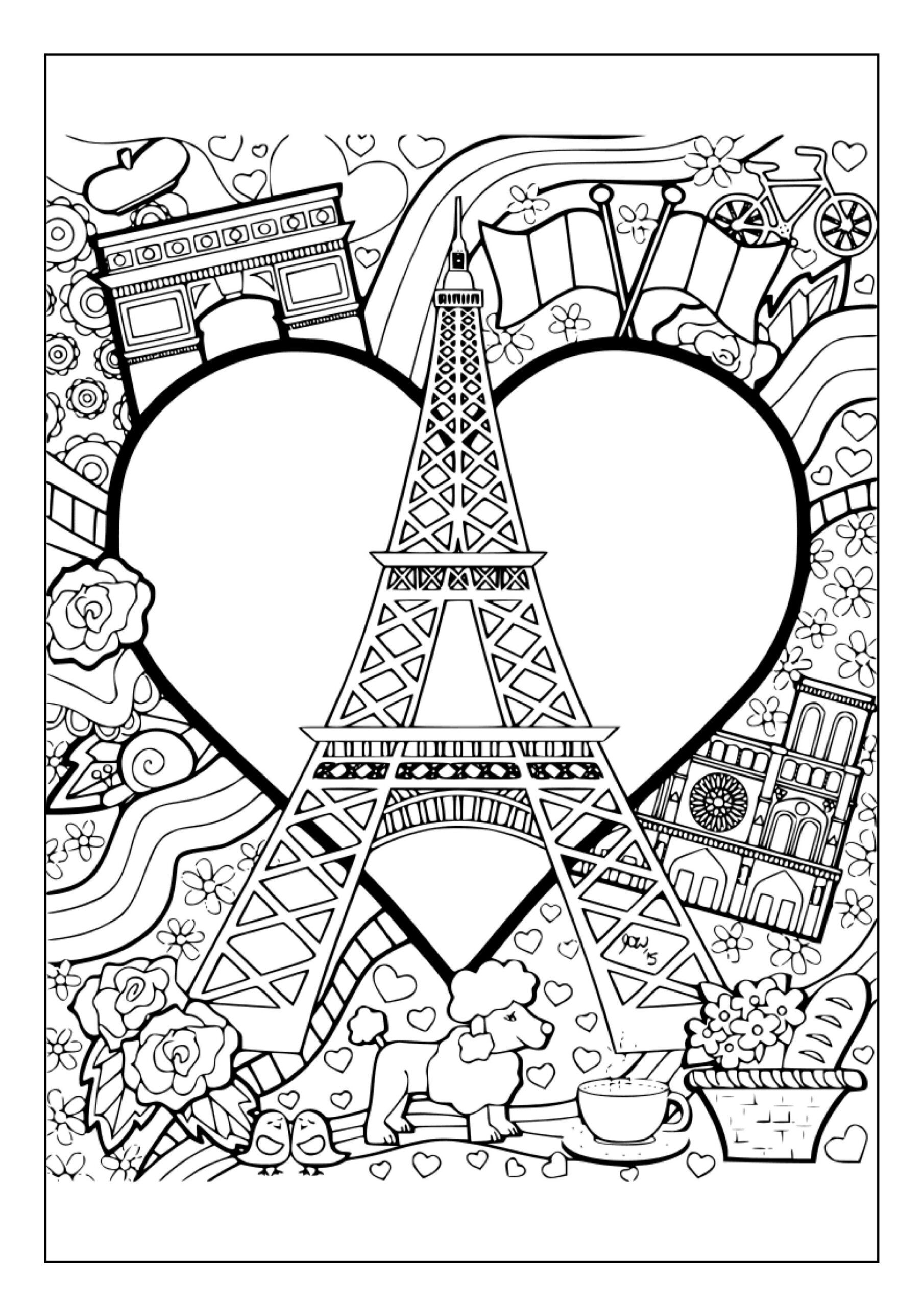 free printable paris coloring pages
