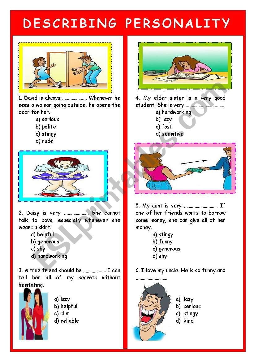 Printable Personality Tests U0026 Quizzes Worksheets Library