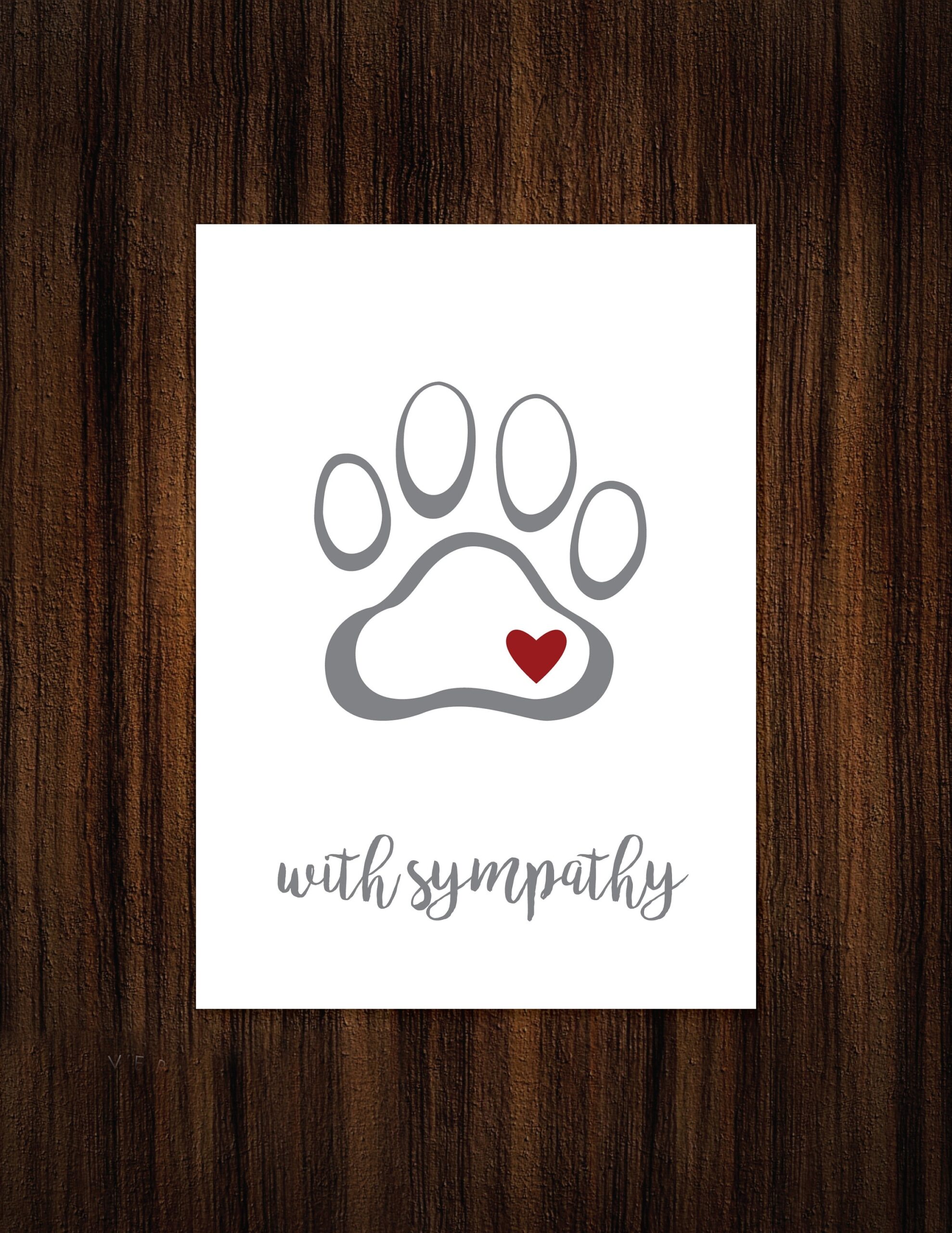Printable Pet Sympathy Card Blank Interior Printable Digital Download 5x7