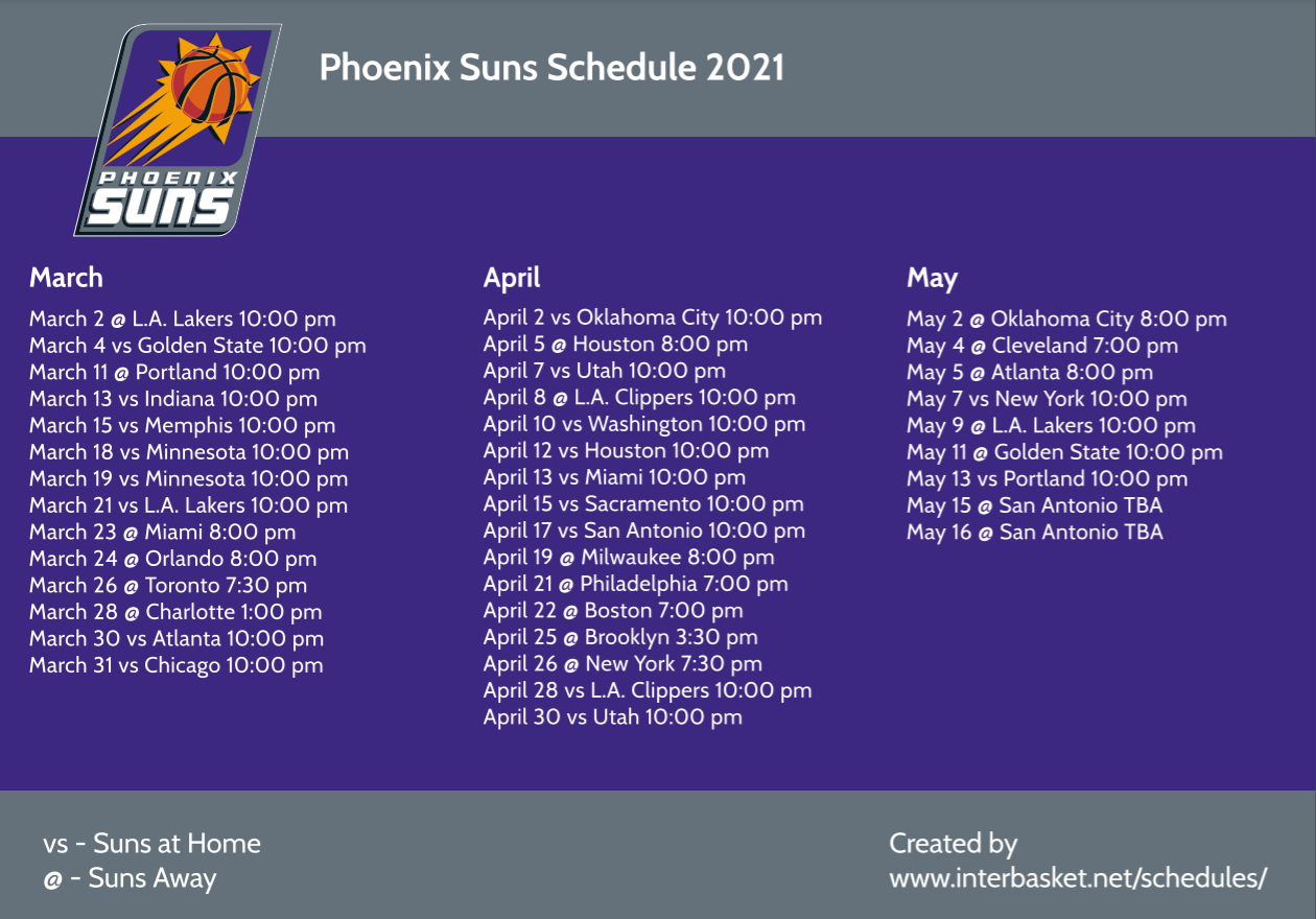 phoenix suns schedule printable