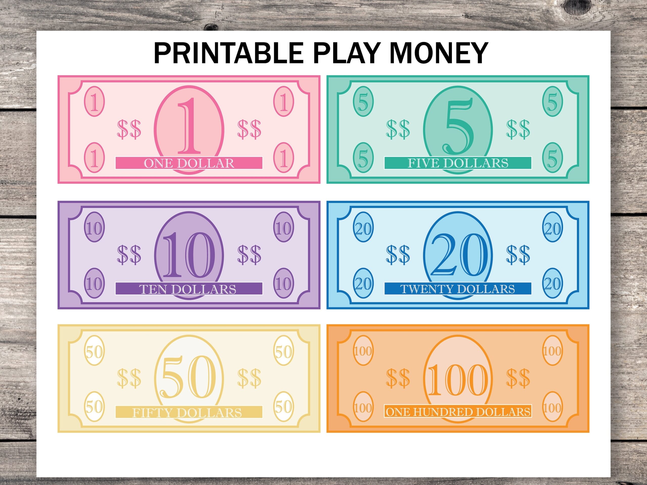 Printable Play Money Pretend Play Money Play Food Money Learning Money Pretend Cash