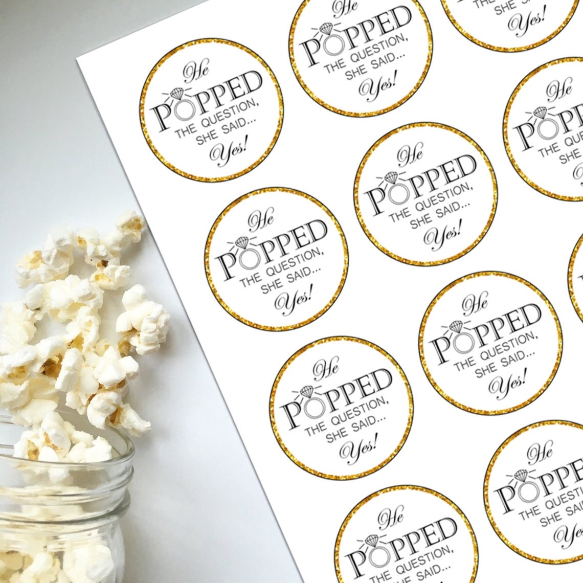 Printable Popcorn Labels For Engagement Party He Popped The 