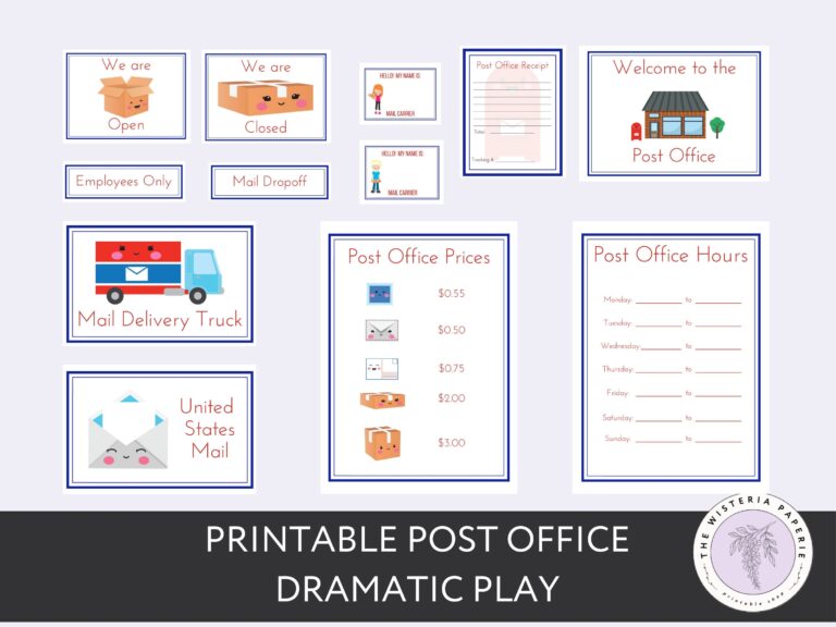 Printable Post Office Dramatic Play Pretend Play Digital Download 