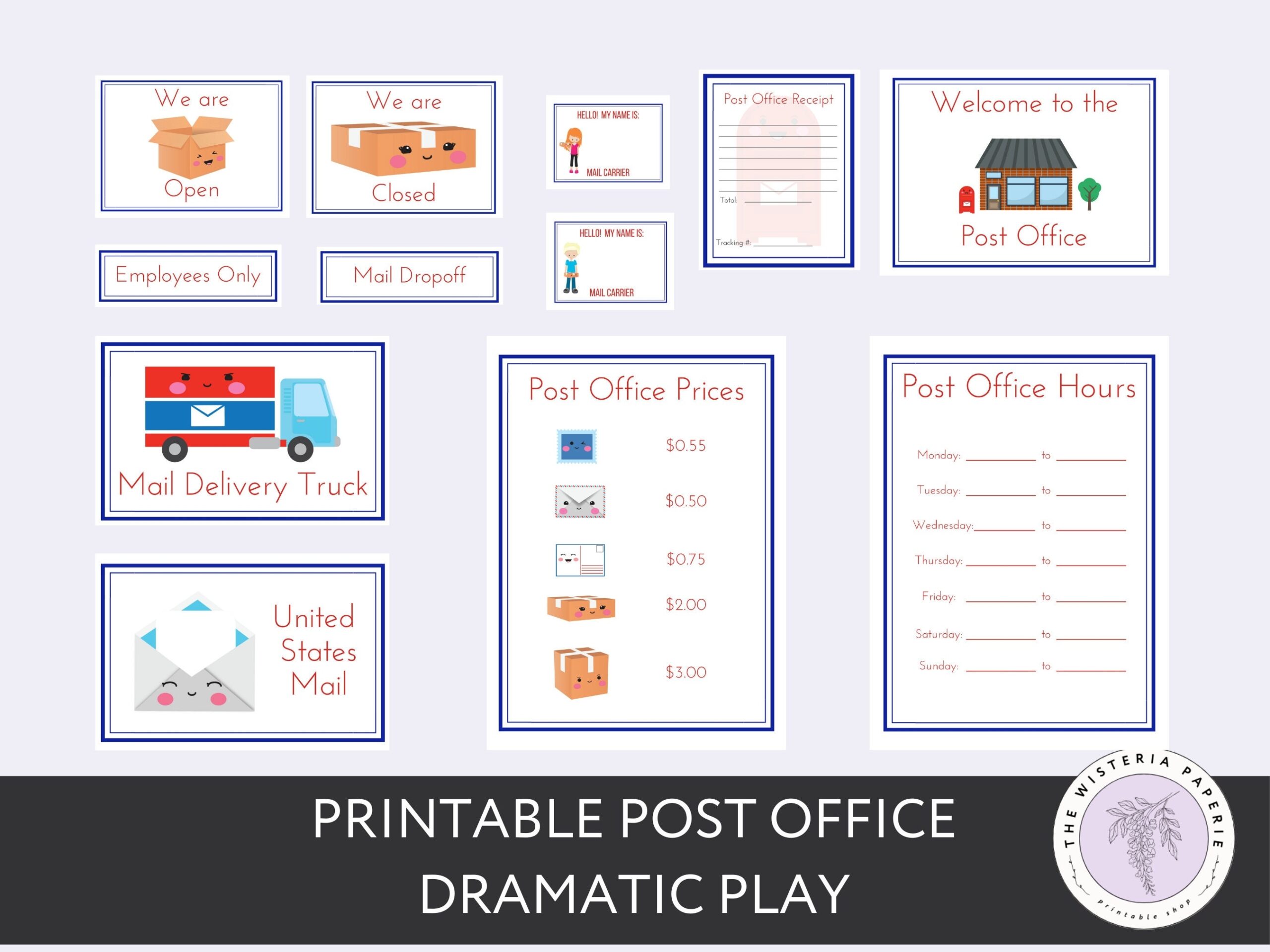Printable Post Office Dramatic Play Pretend Play Digital Download  Printable Post Office Dramatic Play Pretend Play Digital Download