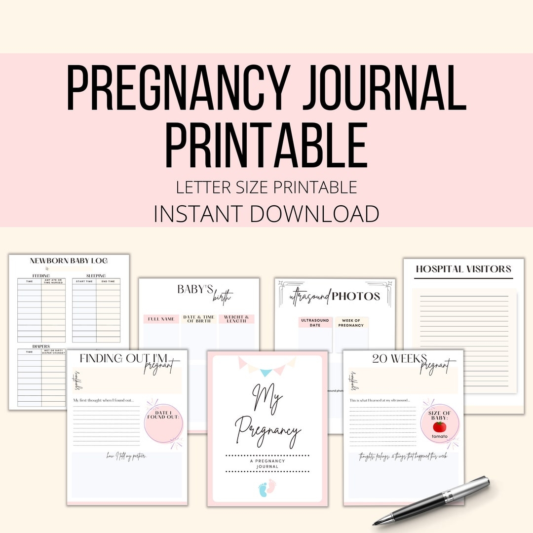 Printable Pregnancy Journal Pregnancy Diary PDF First Time Mom Journal Pregnancy Planner Journal Digital Download Pregnancy Tracker Etsy