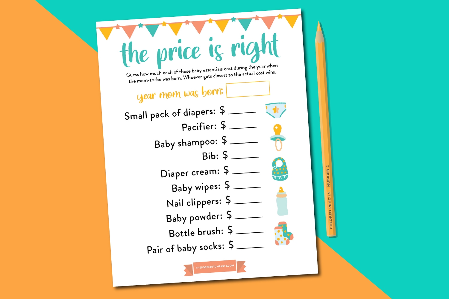 Printable Price Is Right Baby Shower Game The Postpartum Party