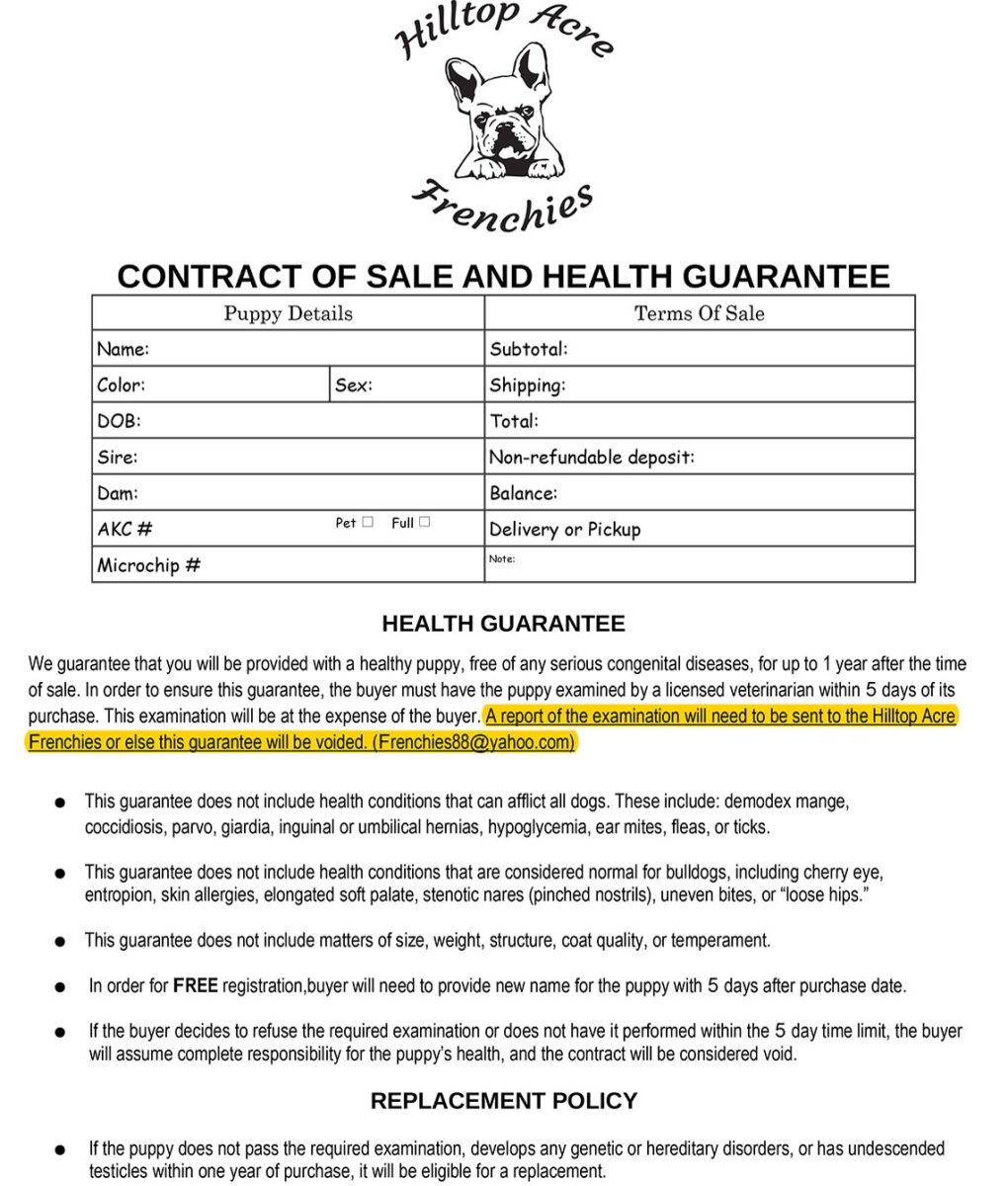 Printable Puppy Sale Contract In Columbus Ohio