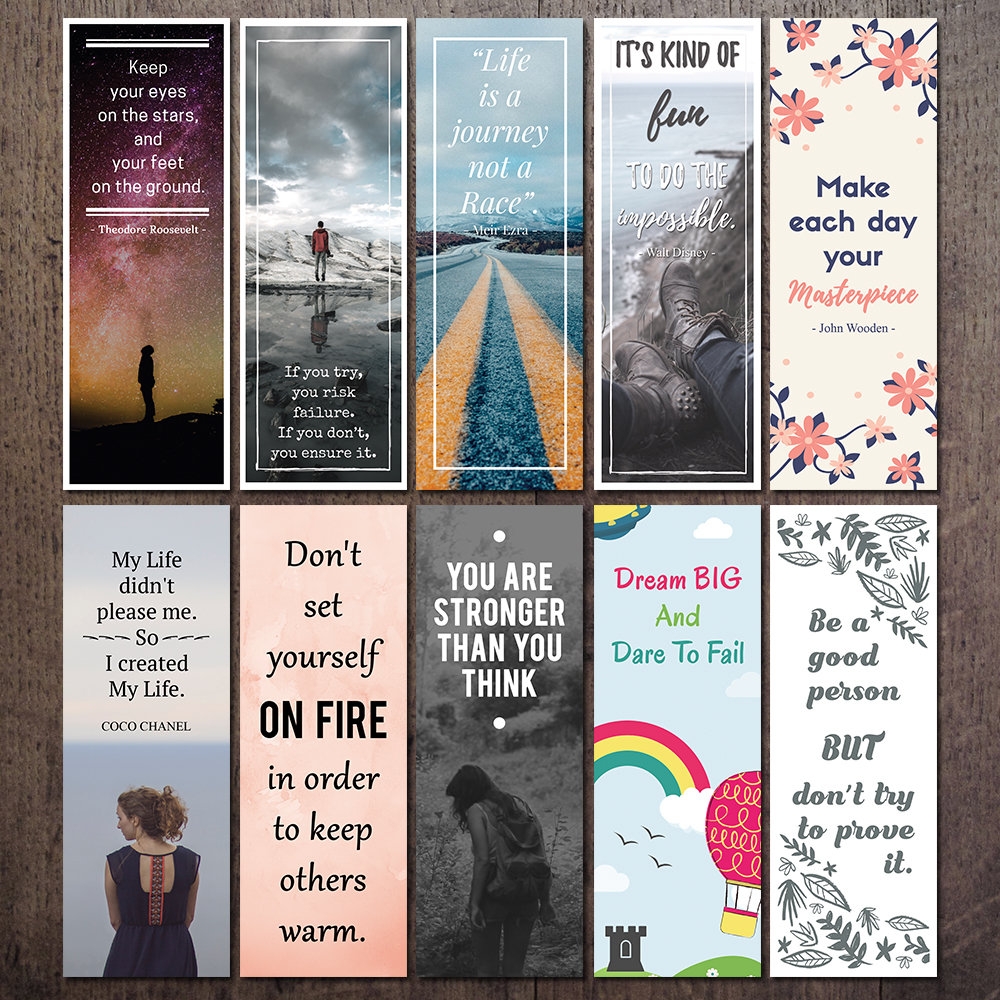 Printable Quote Bookmark Set Motivational And Inspirational Bookmark Printable Positive Thinking Gift Digital Download Instant Download Etsy