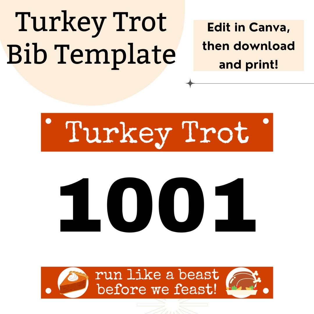 Printable Race Bib Template Editable Running Bib Canva 