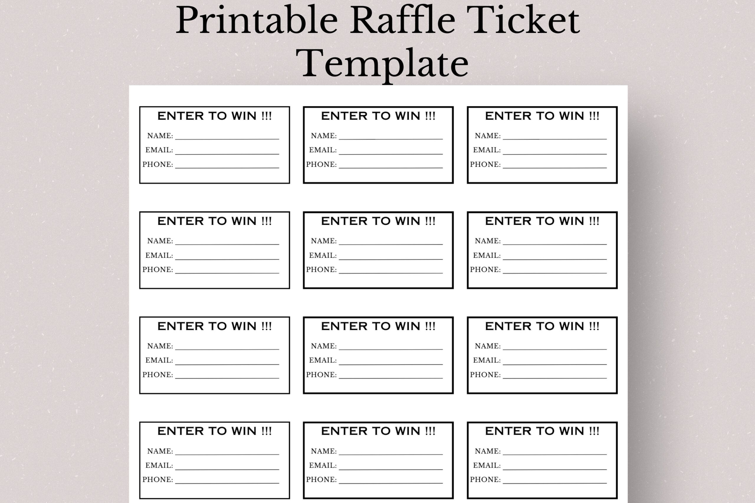 Printable Raffle Ticket Template Lucky Draw Contest Ticket Enter To Win Ticket Printable Tickets Giveaway Tickets