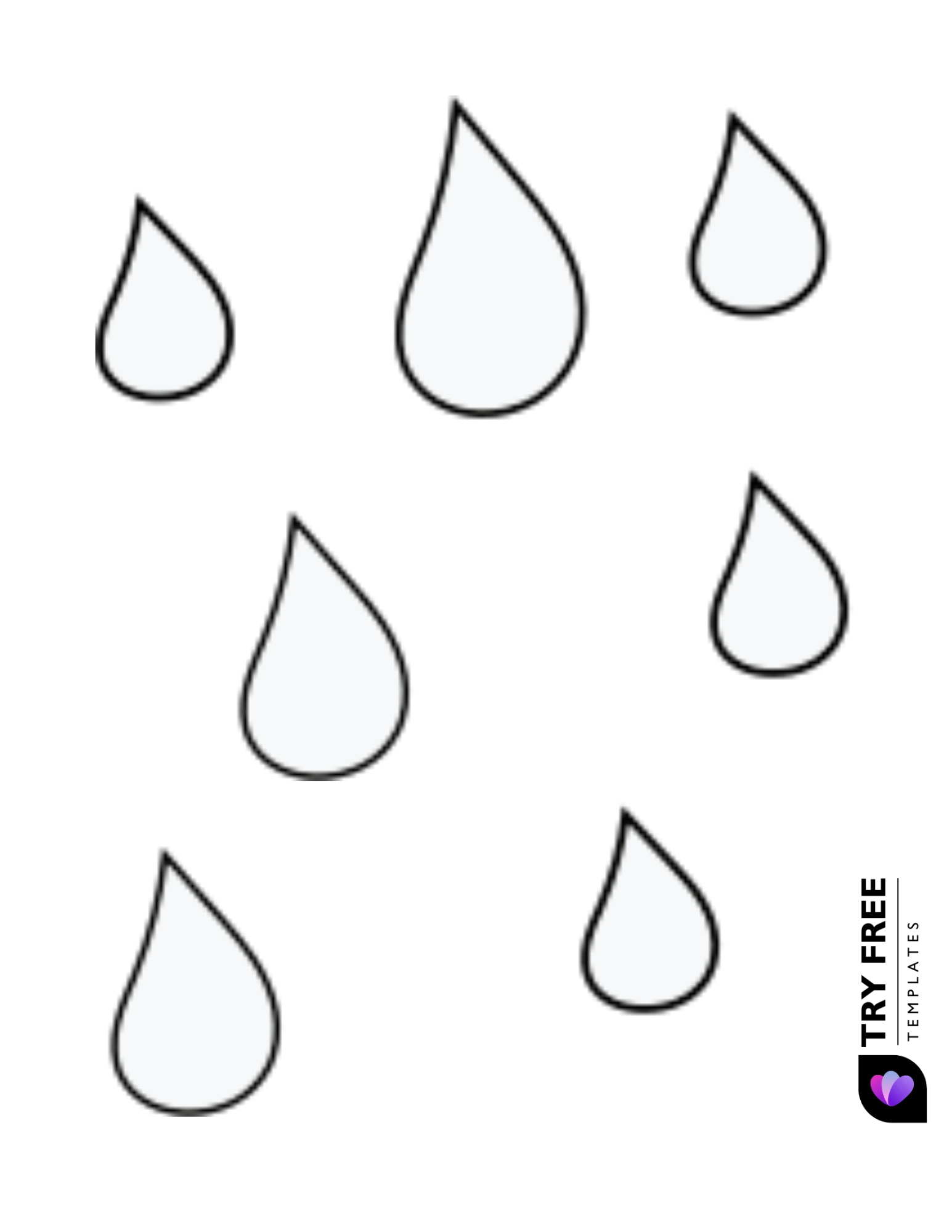 small raindrop template printable
