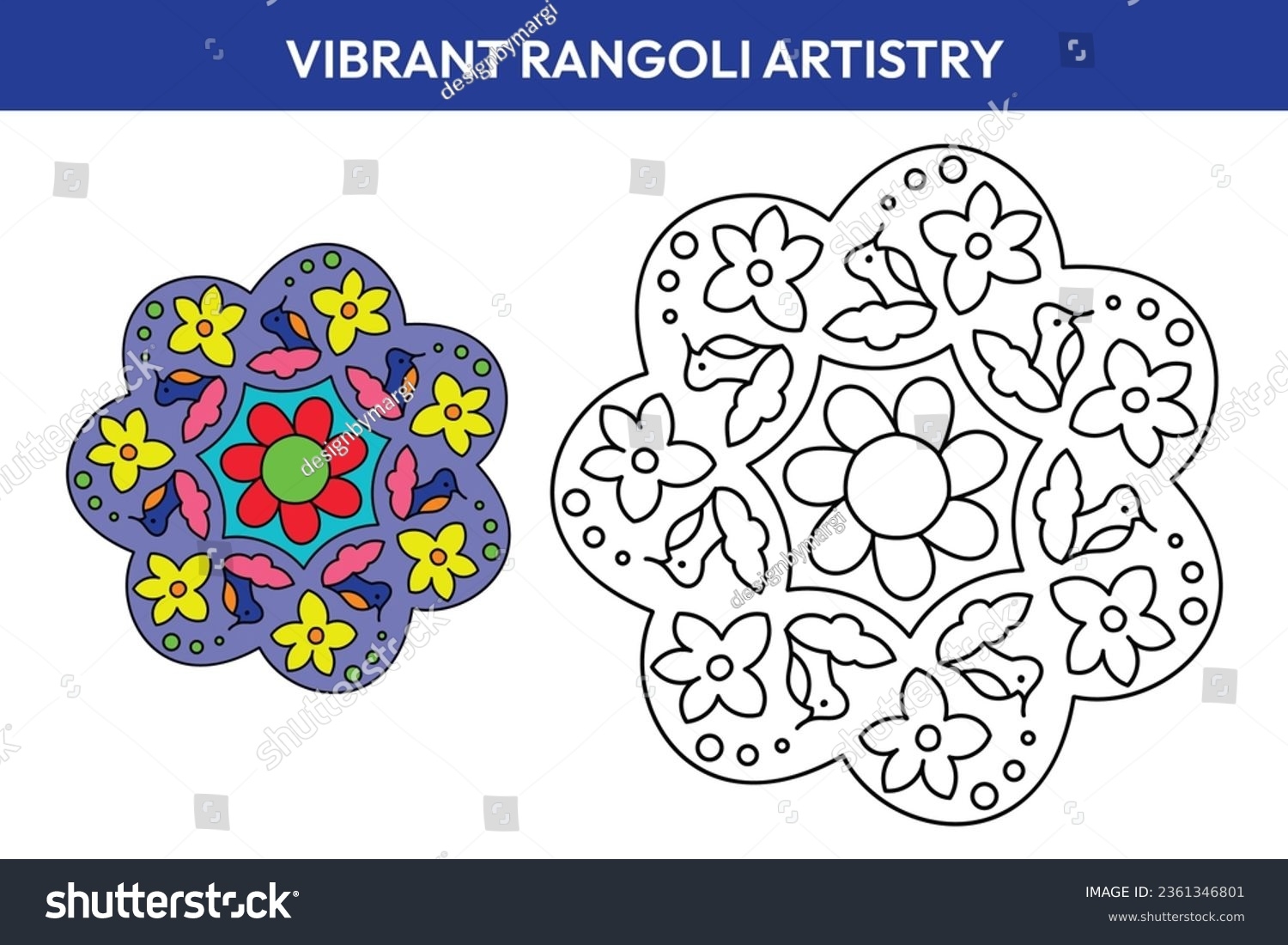 Printable Rangoli Vector Design Rangoli Design Stock Illustration 