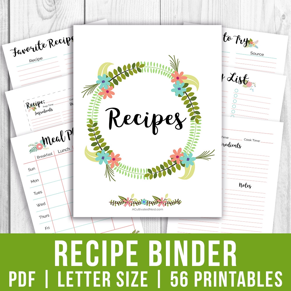 free printable recipe binder templates