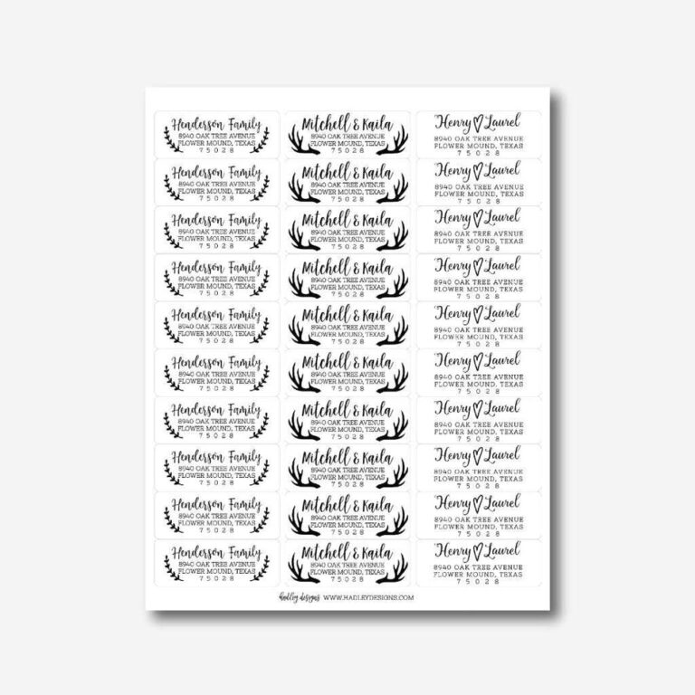 Printable Return Address Labels Templates Hadley Designs