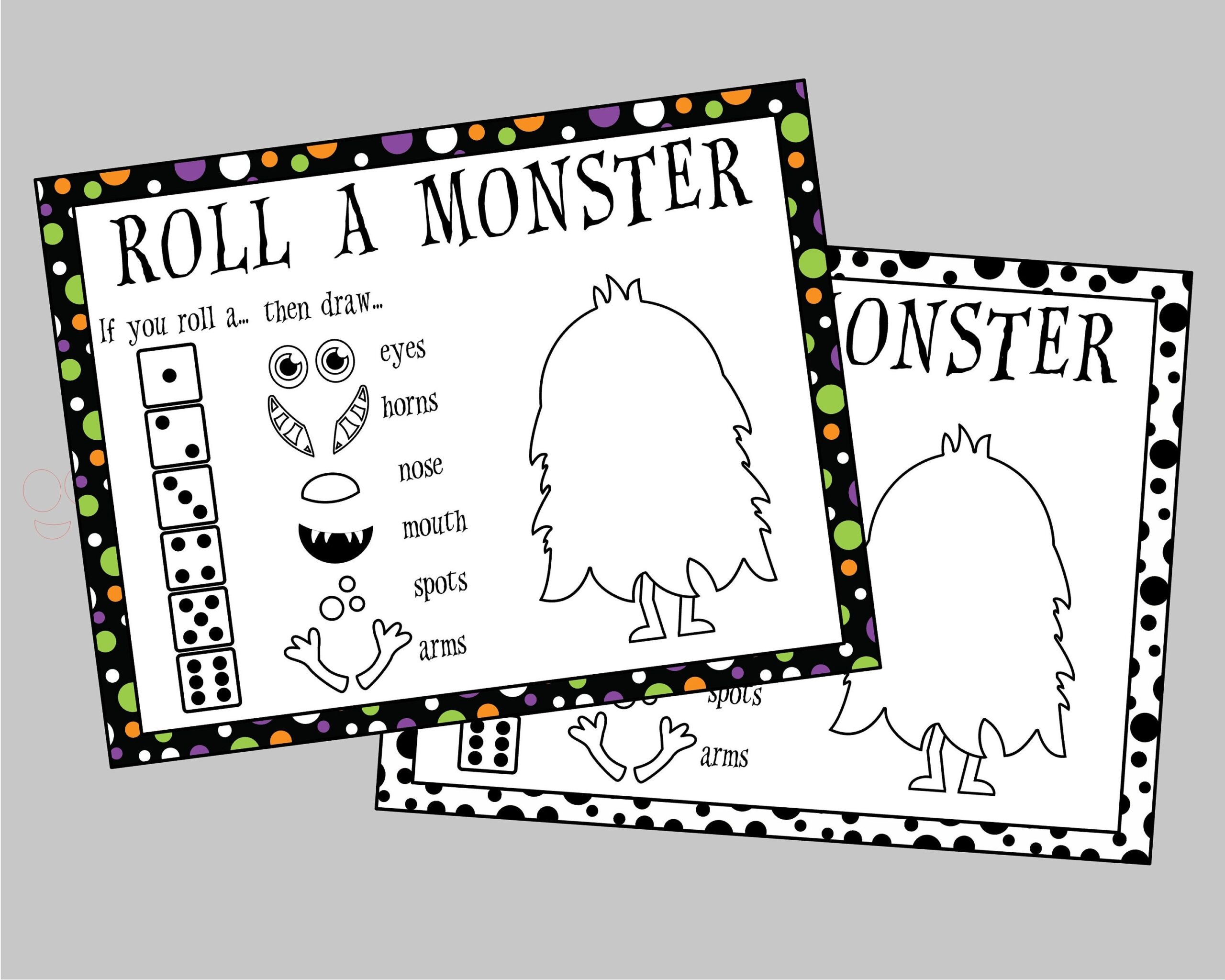 Printable Roll A Monster Game Monster Dice Game Classroom Activity For Halloween Monster Party Instant Digital Download